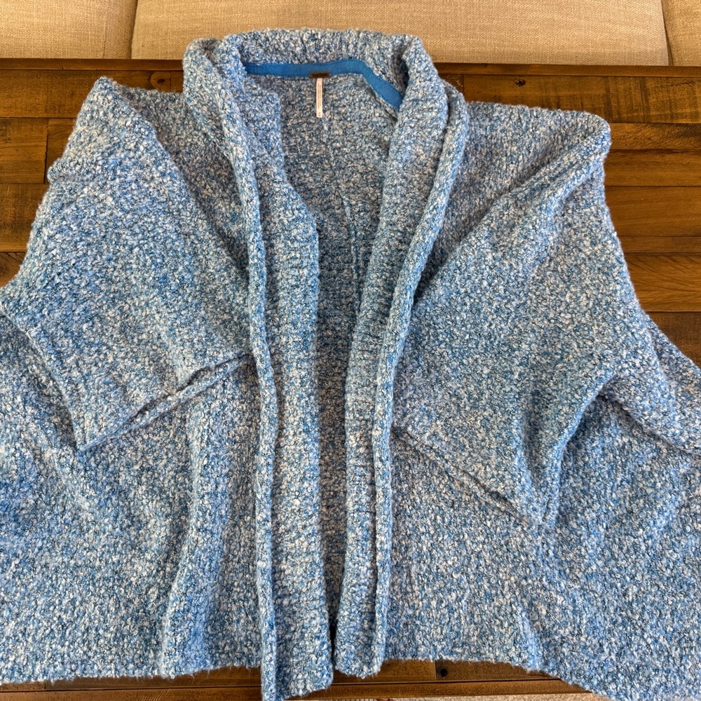 Free People Blue Textured Cardigan